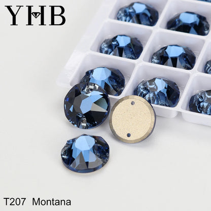 YHB Top Quality XIRIUS Glass Crystal AB Moonlight Sewing Stones Flatback Sew on Rhinestones For Garment Clothes Bags