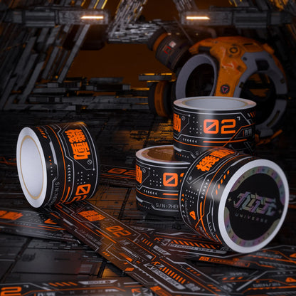 Cyberpunk Sci-Fi Warning Tape DIY Mechanical Decorative Tape Stickers for Bicycle/Skateboards/suitcases/fish Tanks Stickers