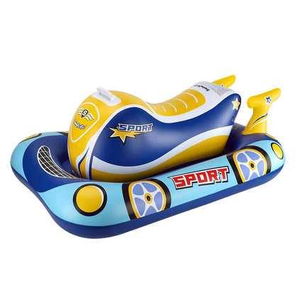 Swimbobo Kids Blue Inflatable Swimming Seat Float Cool Motorboat Ring Floating Thicken PVCFor Summer Baby Swim CircleWater Toy