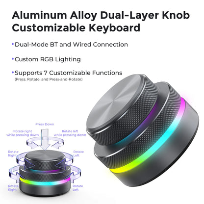 Dual-Layer Knob Wireless Custom Keyboard RGB Custom Control Volume Knob Multimedia Office Craphic Video Audio Editing Artwork
