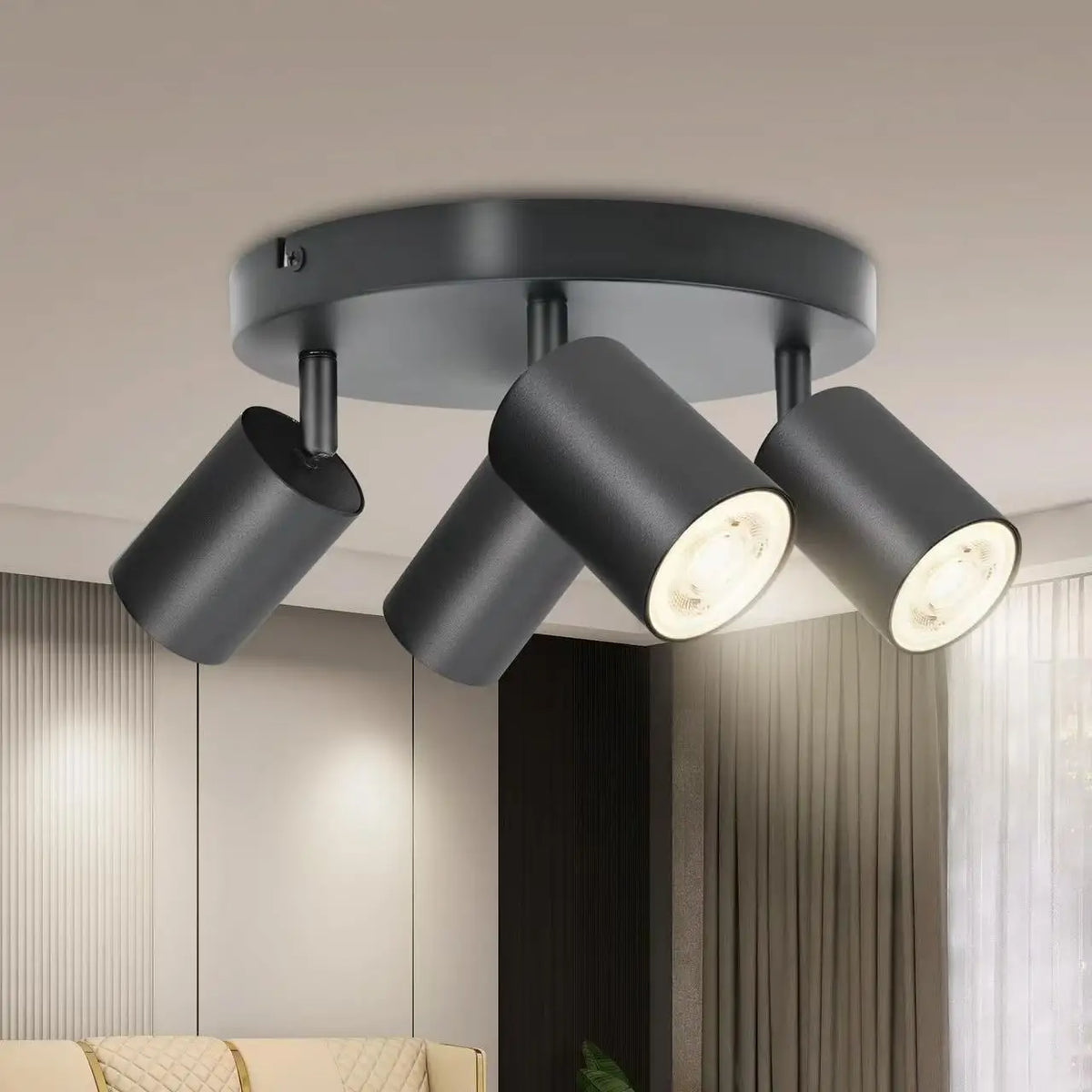 Modern LED Ceiling Light -  GU10 Wall Light Black - Energy Saving, Living Room, Bedroom, Kitchen, Easy Installation, Bulb Not In