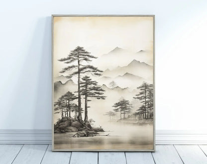 Japanese Zen Lotus Buddha Monk Koi Fish Forest Mountain Poster and Prints Canvas Printing Wall Art Picture for Living Room Decor