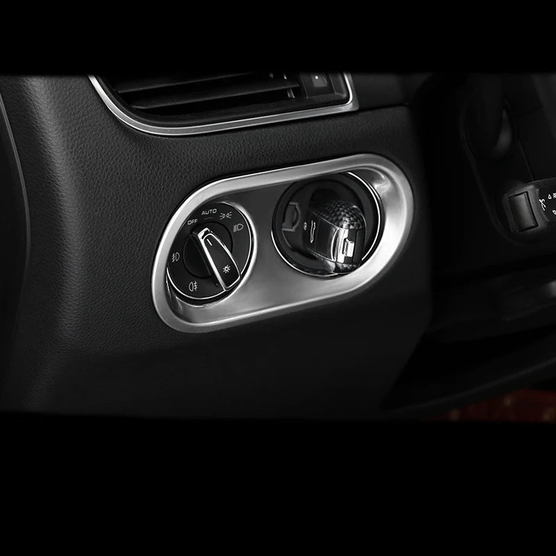 Car Styling Inner Console Headlight Switch Buttons Frame Decorative Cover Trim Strip Stickers For Porsche Macan Auto Accessories