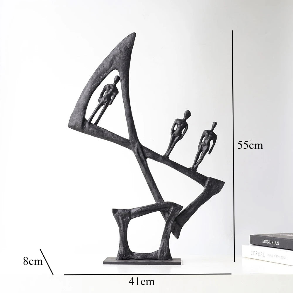 Retro Metal Figure Sculpture Black Art Statue Character Ornaments Home Accessories Decoration Display Model Figurines Gifts