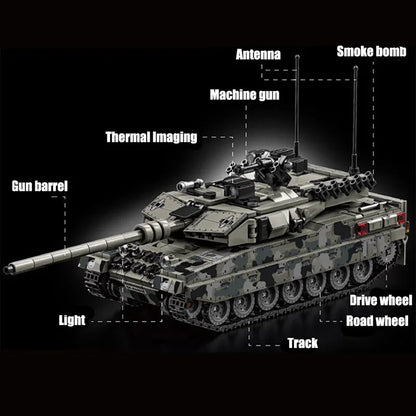 Military WW2 MOC Leopard 2A7 Army Main Battle Tank Soldiers Building Blocks Bricks M1 T90M Tank Set For Gifts