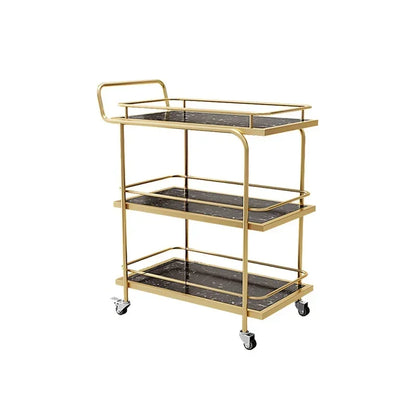 3-Tier European Style Rolling Serving Cart Versatile Beverage Dessert Trolley for Hotel Restaurant Cafe Wedding Party Home Use