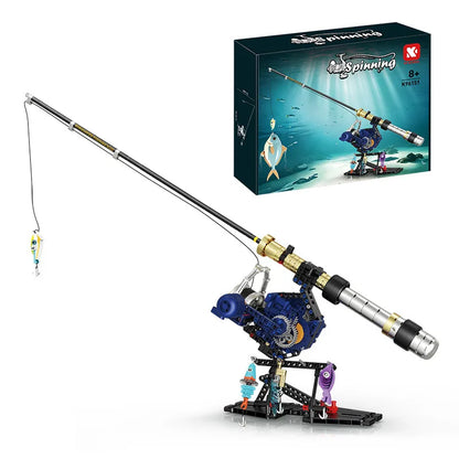 Fishing Rod Brick Simulated Gear Reel Fishing Rod Model Building Blocks Creative DIY Simulated Fishing Game Educational Toy Gift