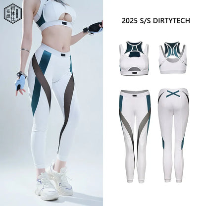 Patchwork Tight Yoga Set for Women Sexy Cosplay Sports Outfit Thermal Activewear
