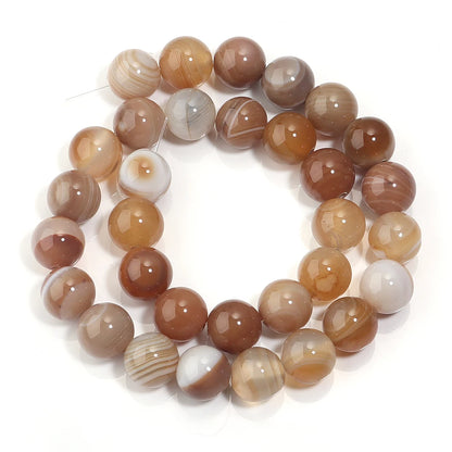 1 String 4/6/8/10/12mm Light Brown Striped Agate Beads Natural Stone Beads for Jewelry Making DIY Bracelet Necklace Supplies