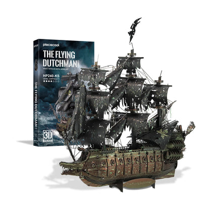 Piececool Metal 3D Puzzles for Adults The Flying Dutchman Pirate Ship Model Kits, 3D Watercraft Model Building Kit Birthday Gift
