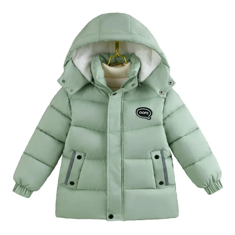 Boys Thickened Jacket Children's Padded Coat Winter Warm Casual Outerwear Kids Hooded Zip-Up Parkas Autumn Fashion Cotton Clothe