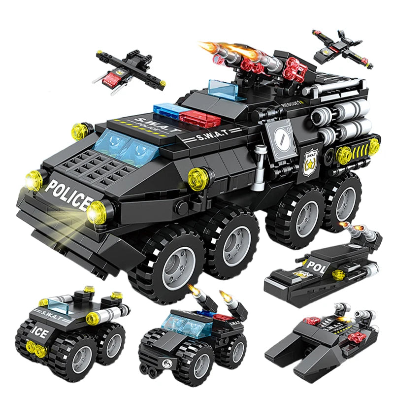 Urban SWAT Armored Vehicle Building Blocks Military Tank Police Car Construction Set Boys DIY Toys Christmas Birthday Gift