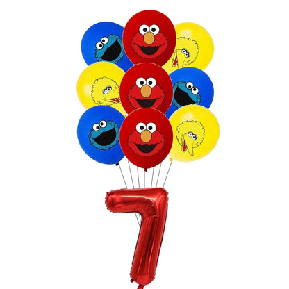 Cartoon Sesames  Street Birthday Party Decor Elmo and Friends Theme Tablecloth Plate Balloon Set Cake Decor Baby Shower