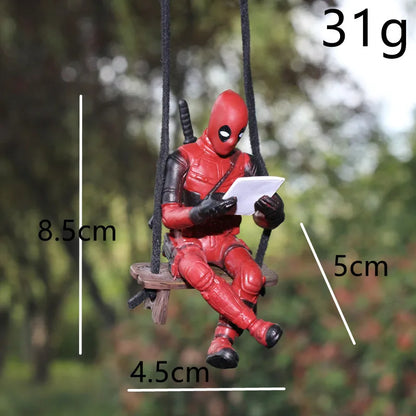 NWE Marvel Deadpool Car Rearview Mirror Pendant Reading Deadpool Car Pendant Mini Model Toy Action Figure New Hot Christmas Gift