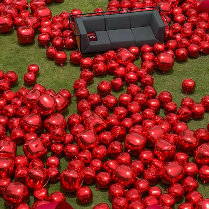 10PCS red glossy round 4D foil balloons are used for Valentine's Day decoration, restaurant and birthday party decoration