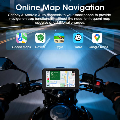 Jansite Dual Bluetooth Motorcycle Carplay Screen Navigation GPS Display IP67 Waterproof Support Helmet Intercom Moto Accessories