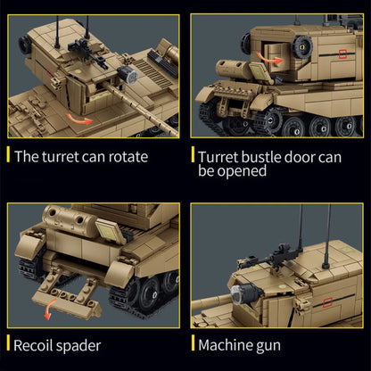 World Military War Ⅱ England FV4005 Tank Destroyer Building Blocks Bricks Set MOC FV4005 Heavt Tanks Kit Toys Gift For Adult