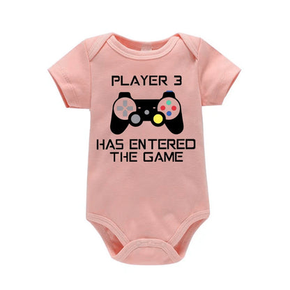 PLAYER 3 Newborn Romper Casual Short Sleeves Baby Boy Clothes Bodysuits Cartoon Graphic Toddler Girls Jumpsuits