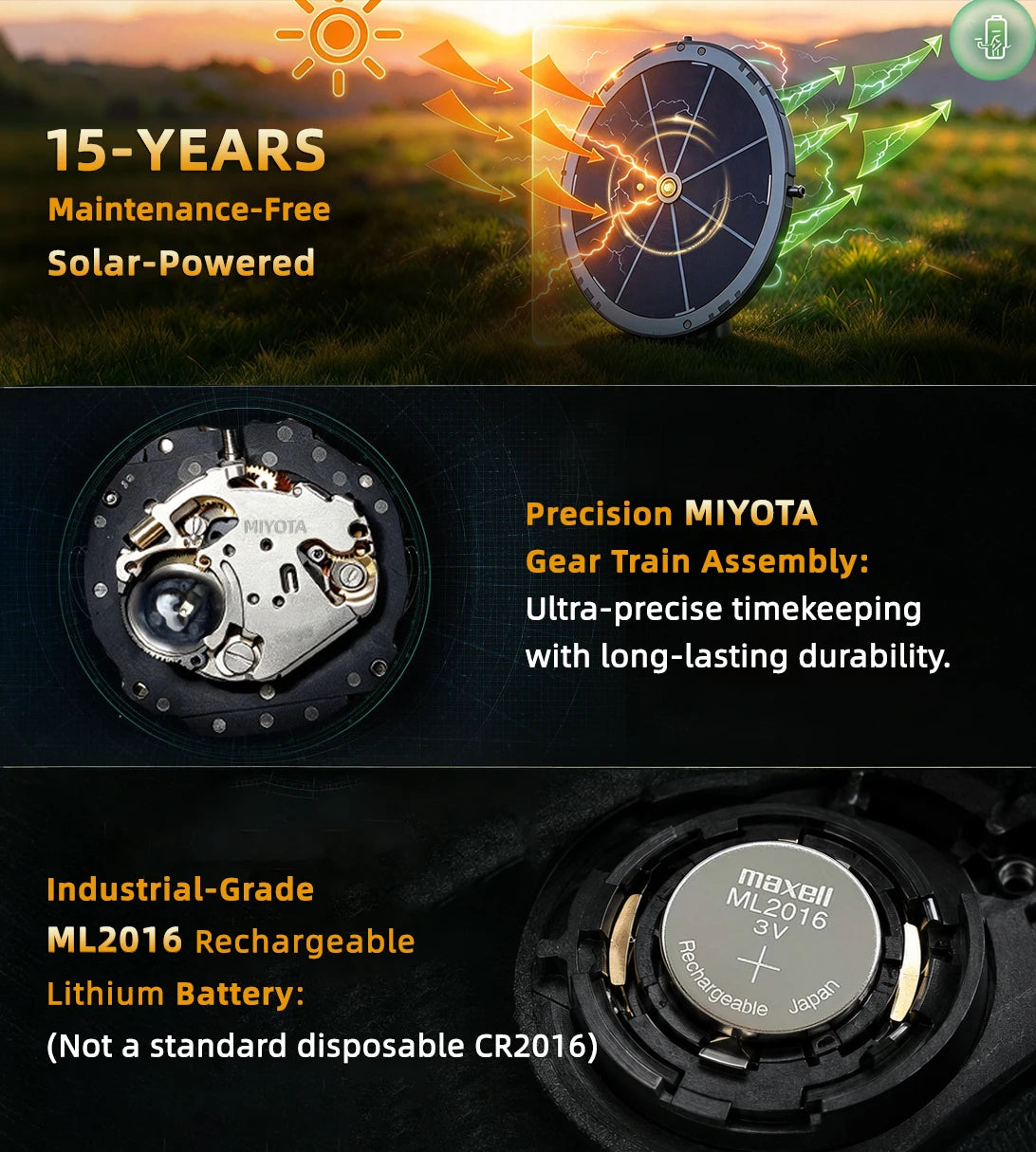 NORTH EDGE ABYSS Men Solar Powered Diving Quartz Luxury Watch 200M Waterproof Dive Sports Watches 316L Steel Case 180+ Day Power