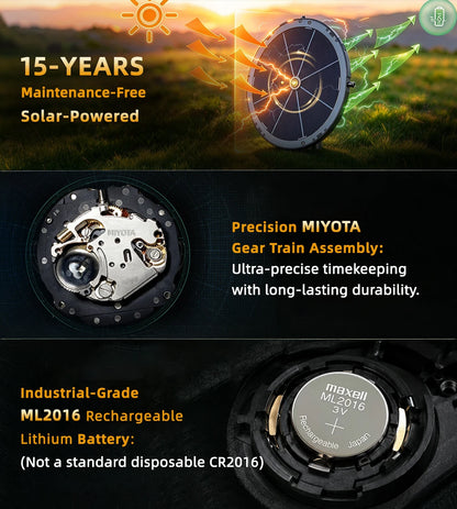 NORTH EDGE TRITON-TI Titanium Stainless Solar-Powered Diving Watch Luxury Quartz Watches For Men 300M Waterproof 180+ Day Power