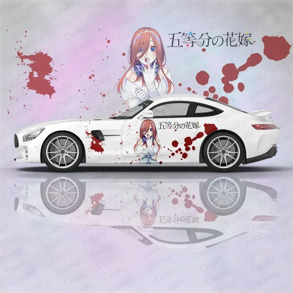 Nakano Miku Custom Anime Girl Car Accessories Anime Body Stickers Auto Side Film Decal Body Vinyl Sticker SUV Decoration Pattern