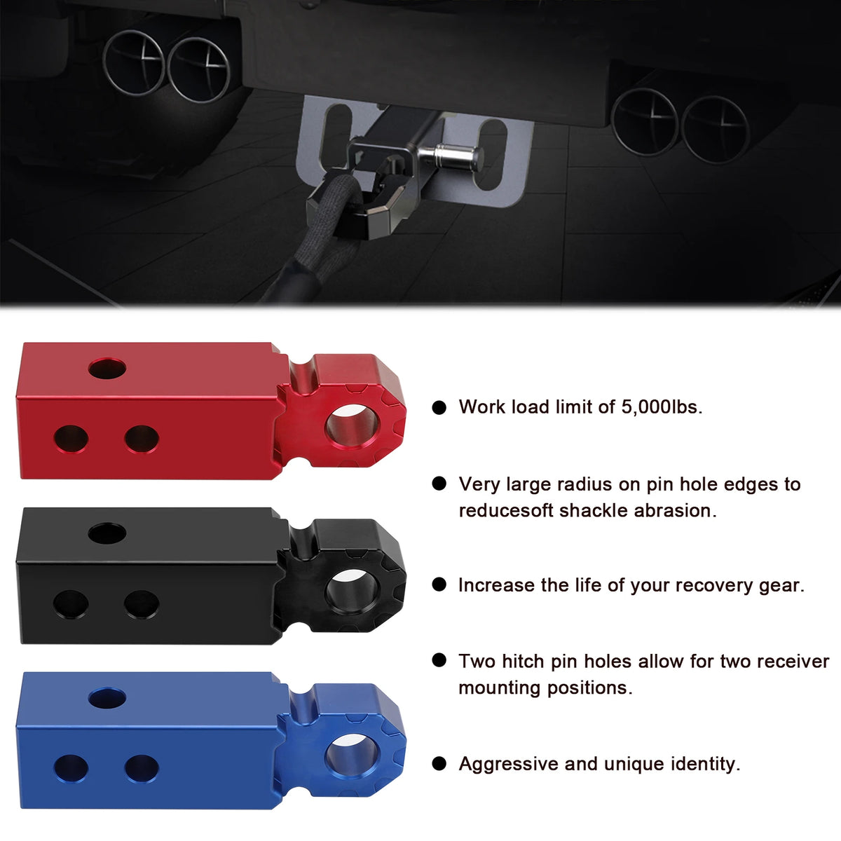 18000 Lbs 2 inch Shackle Hitch Arm Receiver Towing Trailer Tow Hitch Trailer Hooks Tow Bar For SUV