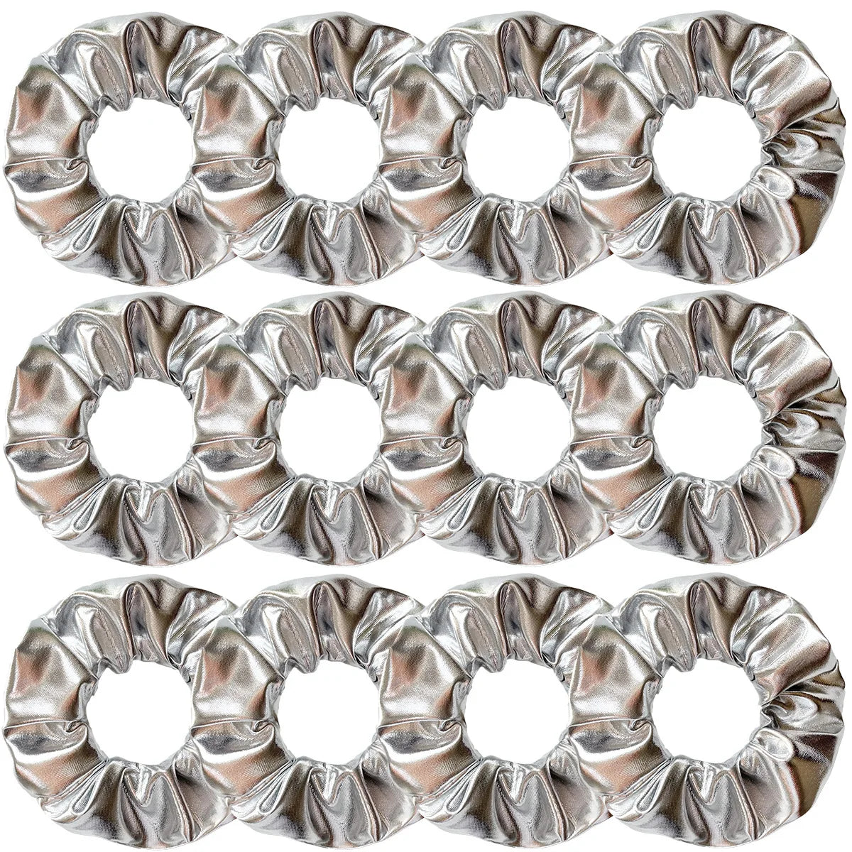 Wholesale 12pcs Metallic Color Scrunchies For Women Gold Silver Black Color Laser Effective Scrunches Set Girls Hair Rope Pack