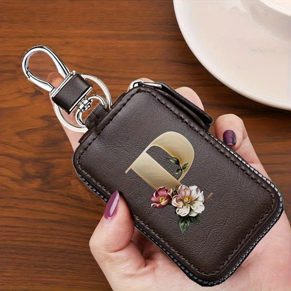 YSB-28 Vintage Alphabet CoffeeKey Pouch A-Z 26 Initial Keychain, Unisex KeyPouch, WalletHolder，Car Key Case, Men'sKey Pouch Gift