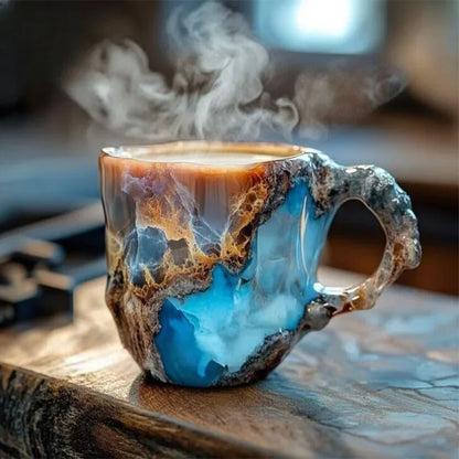 Mineral crystal coffee cup resin creative multi-color relief printing large capacity water cup color birthday gift mug