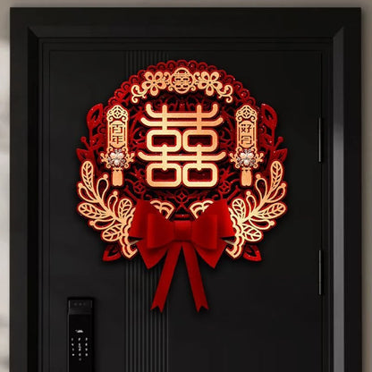 1/4Pcs Chinese Wedding Double Happiness Wall Sticker Non-Woven Fabric Stickers For Bedroom Door Window Wedding Decoration
