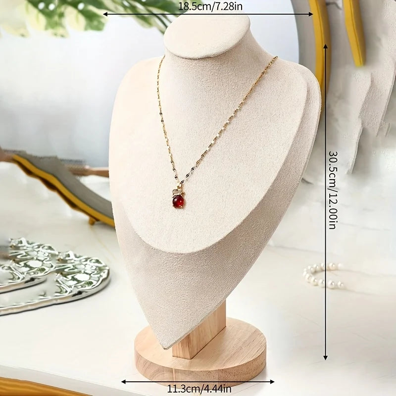 Multicolor Solid Wood Neck Bust Jewelry Display Stand, Necklace & Pendant Holder Organizer, Wooden Mannequin Display Rack for Je