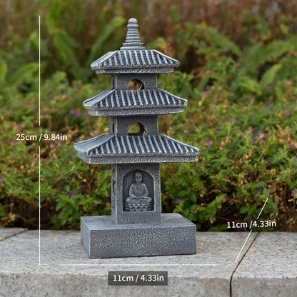 Japanese Pagoda Statue Zen Garden Lantern Resin Stone Tower Sculpture Buddha Decor for Patio Backyard Meditation Home Ornament