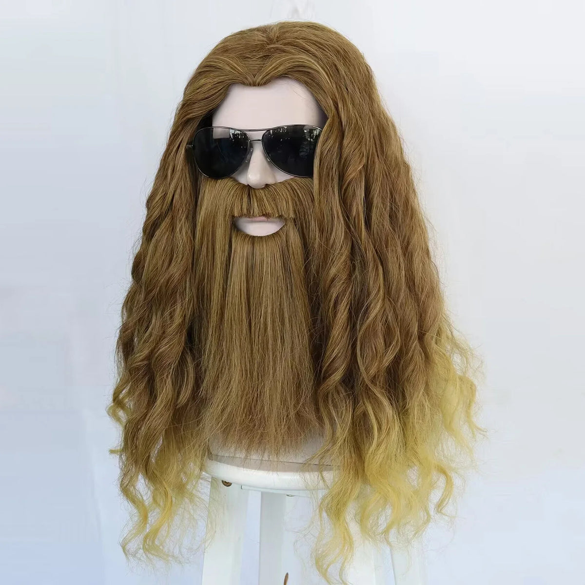 22 Inch Camel Synthetic Hair Wavy Long Thor Odinson Cosplay Wig for Halloween Thanksgiving Day Christmas School