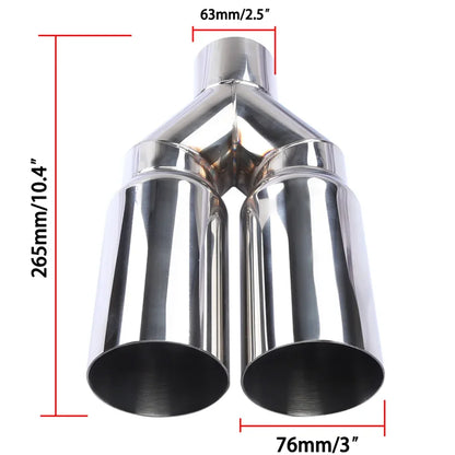 Universal Stainless Steel Exhaust Tailpipe Muffler 63mm Inlet 76mm Outlet Double Cylinder For Car Exhaust System Replacement