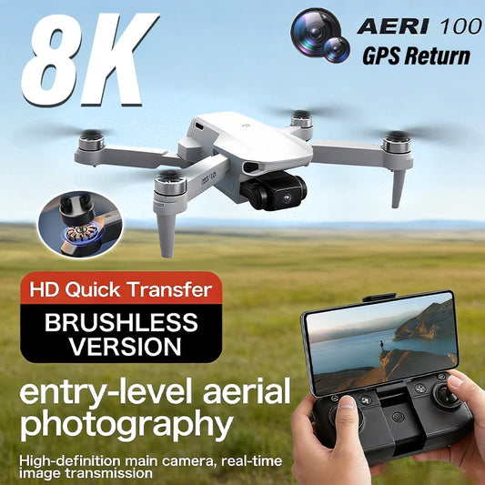 2026 New RC Drones Aeri100 With VR Goggles 8K Professional Brushless Dual Cameras 10KM Flying Remote Control Children Gifts Toys