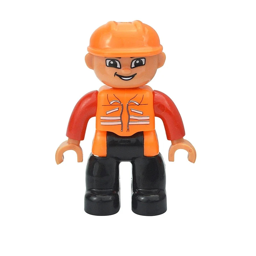 Figures Dolls Big Size Building Blocks Family Action Workers Doctor Police Farmer Compatible Large Bricks Duploes Kid Toys