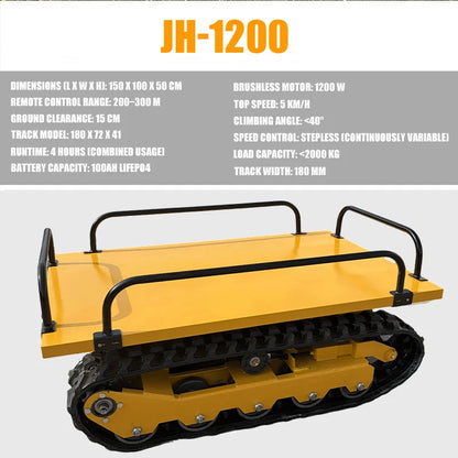 0.5-2T Remote Control Electric Rubber Tracked Crawler Carrier All Terrain Farm Construction Transport Vehicle 1400*900mm