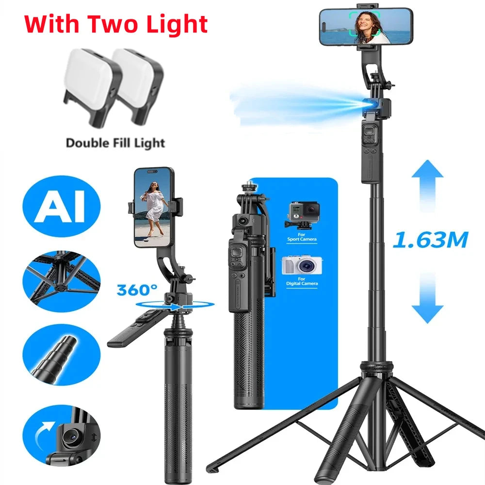 FANGTUOSI 360 Rotation Gimbal Stabilizer ,Selfie Stick Tripod for Smartphone Camera With Bluetooth shutter Stabilizer for Live