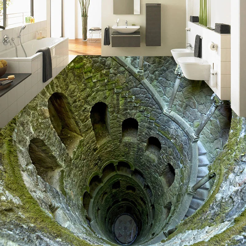 Custom 3D Stereo Floor Painting Mural Photo Wallpaper Living Room Bathroom PVC Waterproof Papel De Parede 3D Paisagem