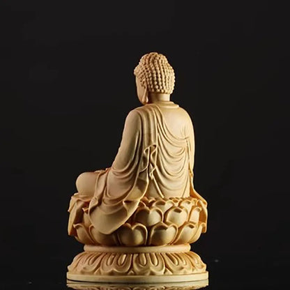 Cypress Wood Carving sitting Statue, The Buddha Buddha's Home Furnishings, Automobile Buddha Statue