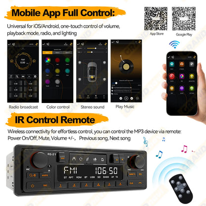 1DIN Retro Car Radio MP3 Player Stereo Bluetooth FM AM RDS Support QC3.0 For Porsche VW Benz BMW Land Rover Audi Alfa Romeo