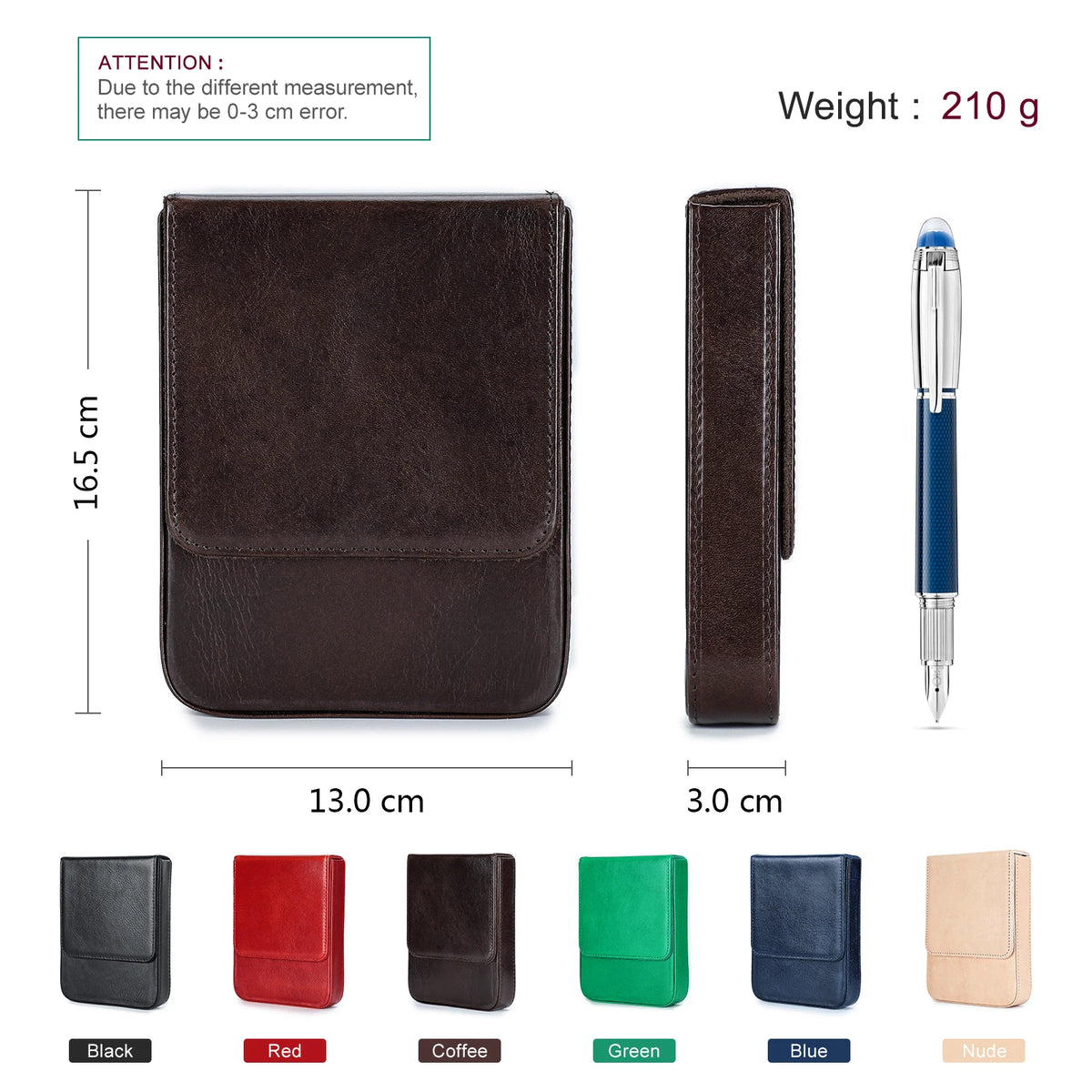 Luxury Genuine Leather 6 Slots Pen Case With Removable Pen Tray Holder Pencil Case Office School Supplies Pouch Creative Gift