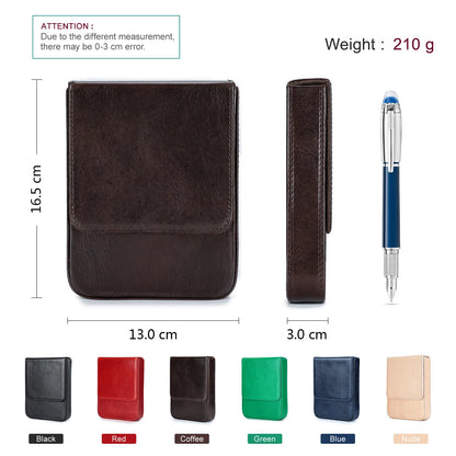 Luxury Genuine Leather 6 Slots Pen Case With Removable Pen Tray Holder Pencil Case Office School Supplies Pouch Creative Gift
