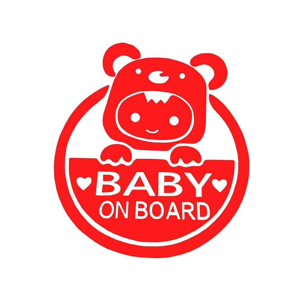 Baby On Board" Reflective Car & Motorcycle Decal - Durable Pvc, Cartoon Safety Warning Sticker For Windows