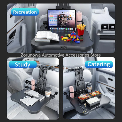 High-end Multifunctional Car Travel Tray Foldable Backseat Desk with Cup Holder Universal Fit for Most Cars Road Trips