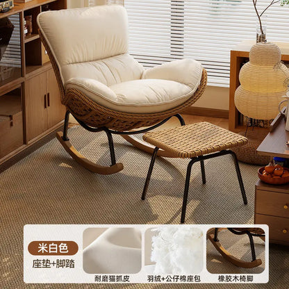 Rattan Rocking Chair for Adults, Lazy Recliner Leisure Sofa, Relax Rocker Chair for Living Room, Balcony Indoor Daily Rest