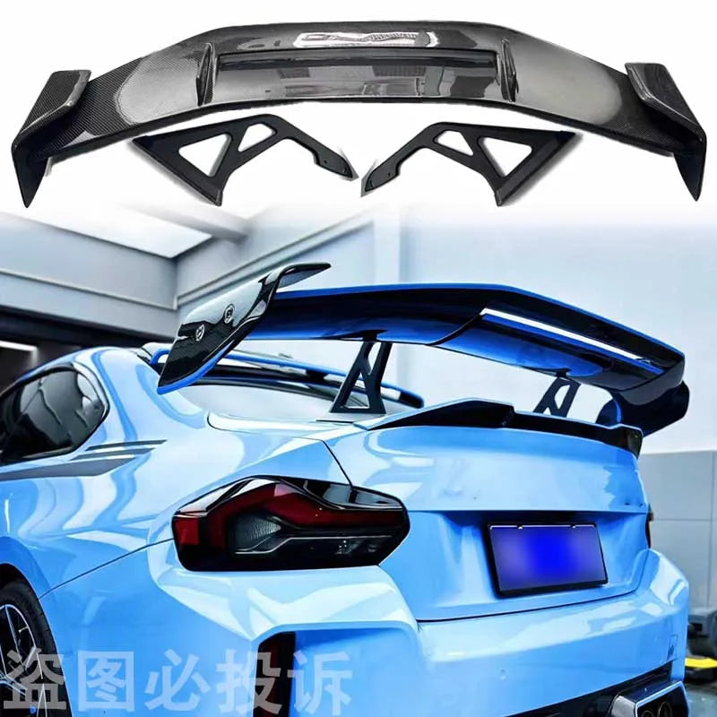 For BMW M2 G87 G42 218i 220i 220d 230i coupe 2023-2025 100% carbon fiber AD type rear spoiler smooth black body kit rear wing