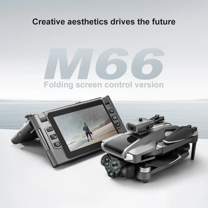 New M66 Triple Battery Brushless Drone with Screen Remote – Gesture Control, Zoom Photography, Smart Obstacle Avoidance