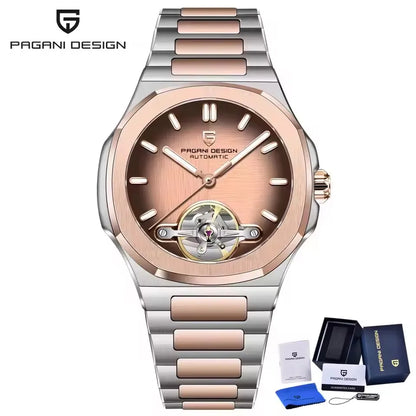 PAGANI DESIGN New Mechanical Hollow-Out Tourbillon Men Watch Sport Elegant Sapphire Waterproof Watch Japan Movt 316L Steel Clock