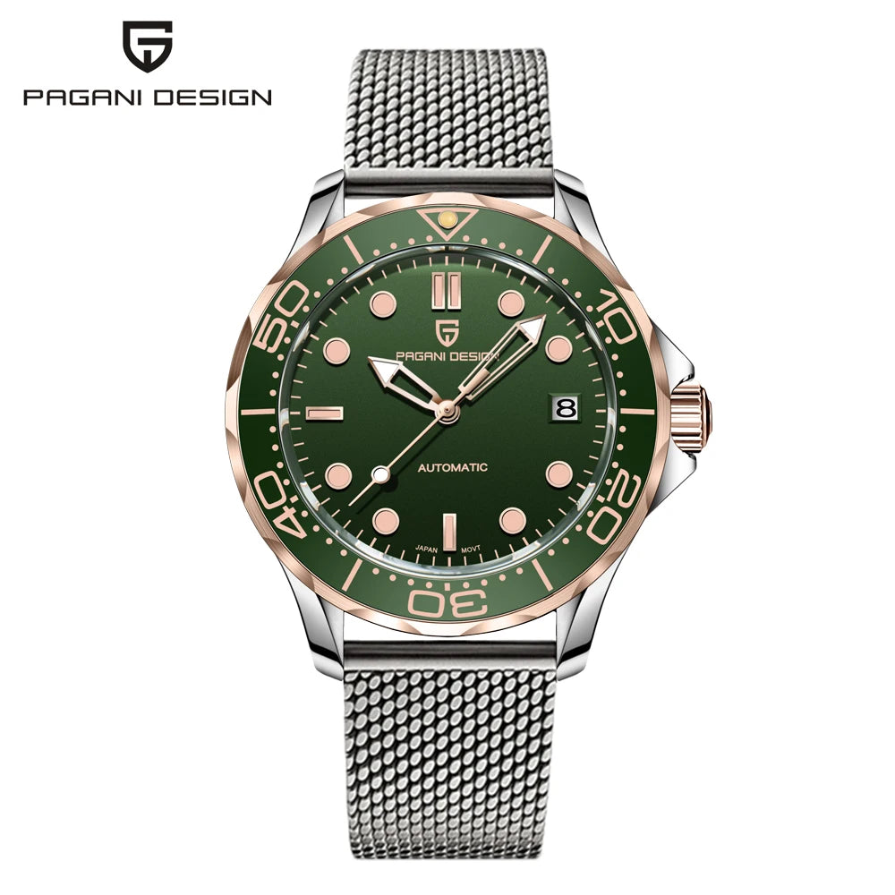 2025 New PAGANI DESIGN Diving Mens Watches Gold Luxury Automatic Watch For Men Mechanical Wristwatches AR Sapphire Ceramic Bezel